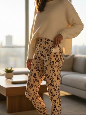 NWT Fabletics “On-The-Go" PowerHold Leggings Leopard Animal Print XXS